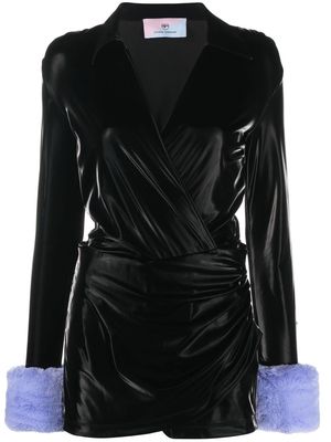 Chiara Ferragni faux-fur trim playsuit - Black