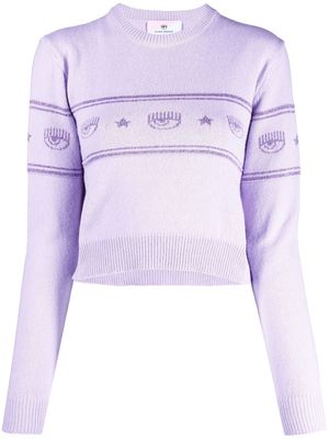 Chiara Ferragni intarsia-knit logo jumper - Purple