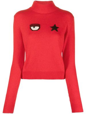 CHIARA FERRAGNI intarsia-knit long-sleeve jumper - Red