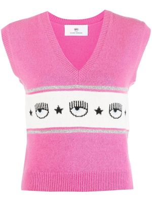 Chiara Ferragni intarsia knitted top - Pink