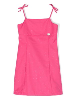 Chiara Ferragni Kids beaded twill A-line dress - Pink