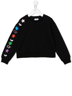 Chiara Ferragni Kids CF Rainbow embroidered sweatshirt - Black