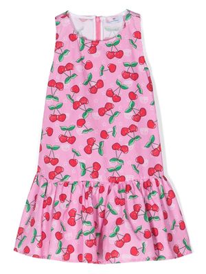 Chiara Ferragni Kids cherry-print poplin flared dress - Pink