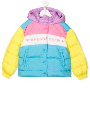 Chiara Ferragni Kids colour-block padded jacket - Blue