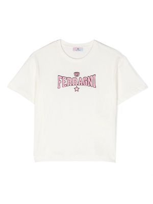 Chiara Ferragni Kids cotton logo-embroidered T-shirt - White