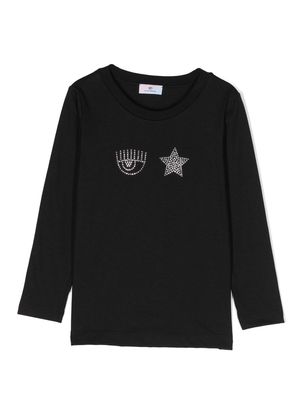 Chiara Ferragni Kids crystal-embellished logo cotton T-shirt - Black