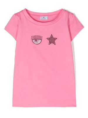 Chiara Ferragni Kids embellished cotton T-shirt - Pink