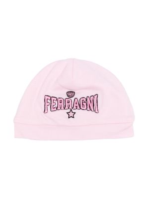 Chiara Ferragni Kids embroidered logo beanie - Pink