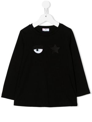 Chiara Ferragni Kids embroidered-logo cotton sweatshirt - 0050 BLACK