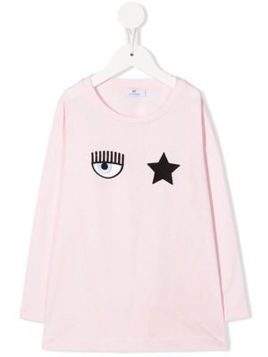 Chiara Ferragni Kids embroidered-logo cotton sweatshirt - Pink