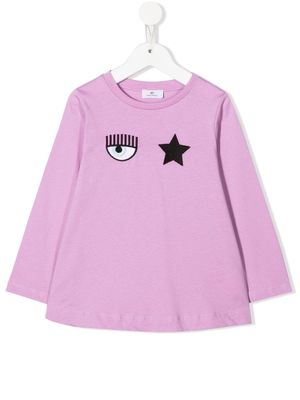 Chiara Ferragni Kids embroidered-logo cotton sweatshirt - Purple
