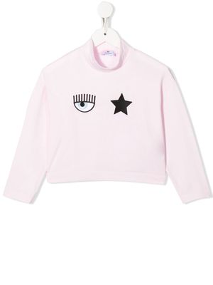 Chiara Ferragni Kids embroidered-logo detail top - Pink