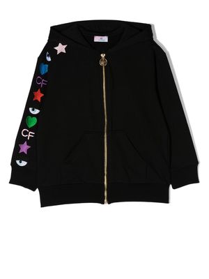 Chiara Ferragni Kids embroidered long-sleeve hoodie - Black