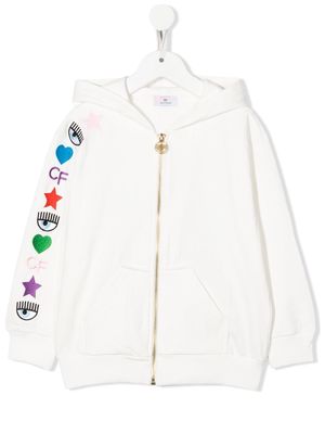 Chiara Ferragni Kids embroidered zip-up hoodie - White