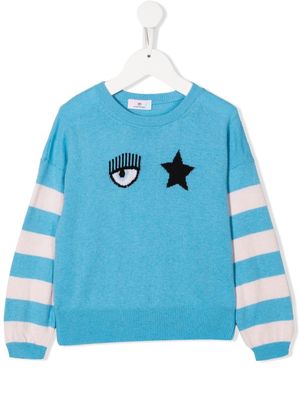 Chiara Ferragni Kids Eye-print crew neck sweatshirt - Blue