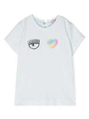 Chiara Ferragni Kids Eye Star Rainbow cotton T-shirt - Blue