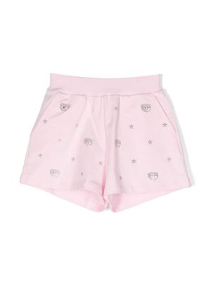 Chiara Ferragni Kids Eyelike-embellished casual shorts - Pink