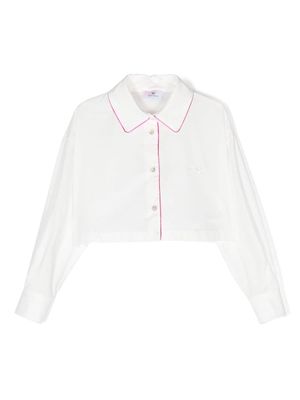 Chiara Ferragni Kids Eyelike logo-embroidered cropped shirt - White