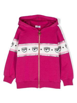 Chiara Ferragni Kids Eyelike logo-tape hooded jacket - Pink