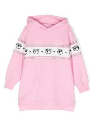 Chiara Ferragni Kids Eyelike logo-tape hoodie - Pink