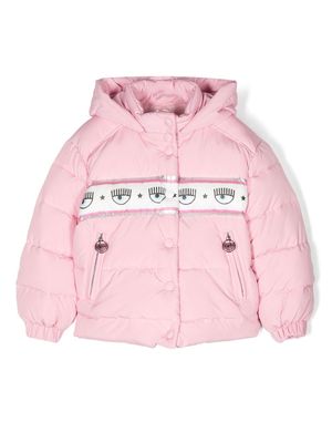 Chiara Ferragni Kids Eyelike logo-tape padded jacket - Pink