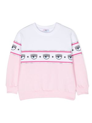 Chiara Ferragni Kids Eyelike logo-tape sweatshirt - Pink