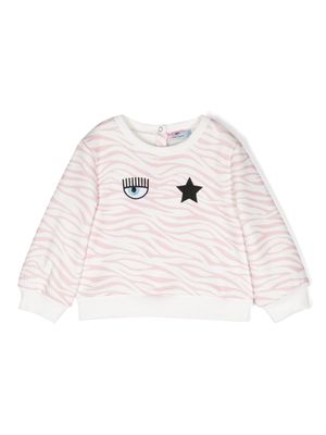 Chiara Ferragni Kids Eyelike-motif animal-print sweatshirt - Pink