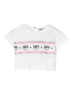 Chiara Ferragni Kids Eyelike-motif cotton T-shirt - White