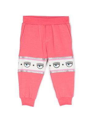 Chiara Ferragni Kids Eyelike-motif cotton track trousers - Pink