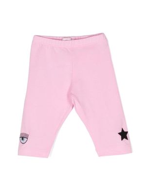 Chiara Ferragni Kids Eyelike-motif embroidered leggings - Pink