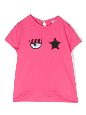 Chiara Ferragni Kids Eyelike-motif embroidered T-shirt - Pink