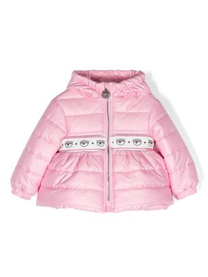 Chiara Ferragni Kids Eyelike-motif padded hooded jacket - Pink