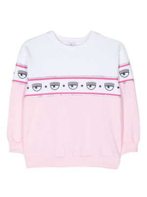 Chiara Ferragni Kids eyelike-motif panelled sweatshirt - Pink