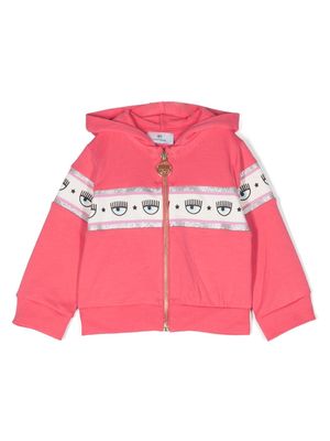 Chiara Ferragni Kids Eyelike-motif stretch-cotton hoodie - Pink