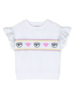 Chiara Ferragni Kids Eyelike-motif stretch-cotton top - White