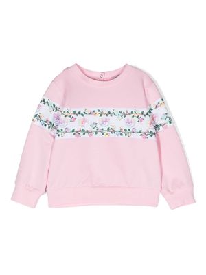 Chiara Ferragni Kids Eyelike-motif stripe sweatshirt - Pink