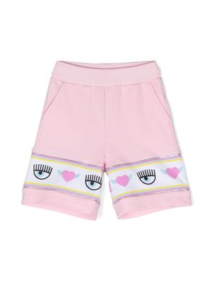 Chiara Ferragni Kids Eyelike-motif track shorts - Pink