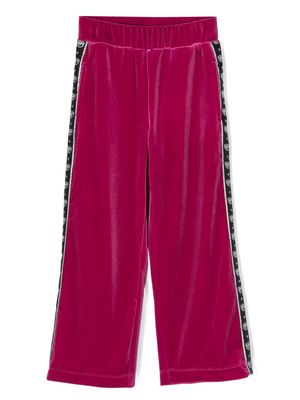Chiara Ferragni Kids eyelike-motif velvet trousers - Pink