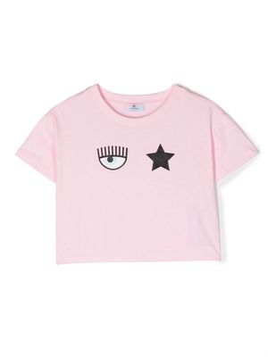 Chiara Ferragni Kids Eyelike print cotton T-shirt - Pink
