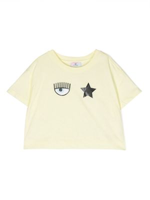 Chiara Ferragni Kids Eyelike-print cotton T-shirt - Yellow