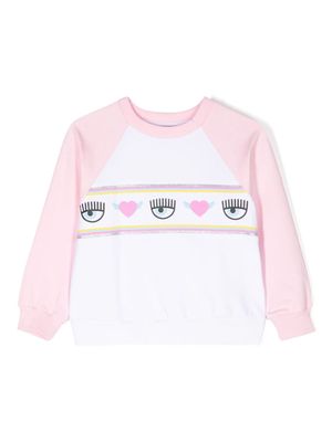 Chiara Ferragni Kids Eyelike-print raglan sweatshirt - White