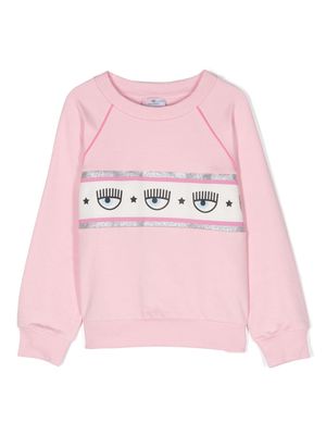 Chiara Ferragni Kids Eyelike-print stretch-cotton sweatshirt - Pink