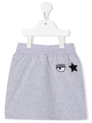 Chiara Ferragni Kids Eyelike-print track skirt - Grey
