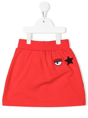 Chiara Ferragni Kids Eyelike-print track skirt - Red