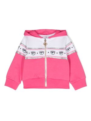Chiara Ferragni Kids Eyelike-print zip-up hoodie - Pink