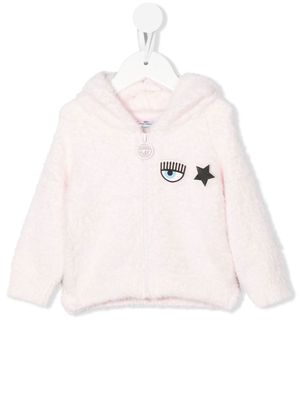 Chiara Ferragni Kids Eyestar plush-knit zip-up hoodie - Pink