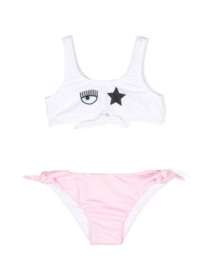 Chiara Ferragni Kids Eyestar two-tone bikini - White