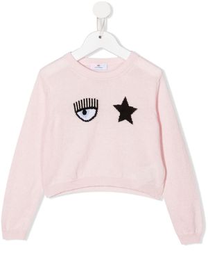 Chiara Ferragni Kids Flirting-intarsia jumper - Pink