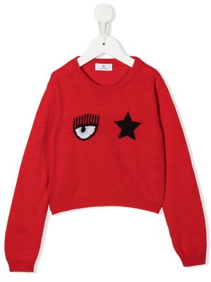 Chiara Ferragni Kids Flirting-intarsia jumper - Red