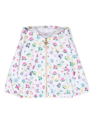 Chiara Ferragni Kids floral-print hooded jacket - White